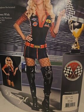 Sexy Racing Flag Girl Costume - Black & Red